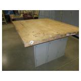 Butcher Block Table w/Lockers (64 Inches x 54...