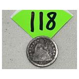 1857 Seated Silver Dime