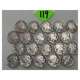 (20) Buffalo Nickels Readable Dates