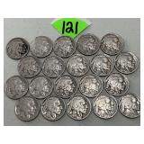 (20) Buffalo Nickels Readable Dates