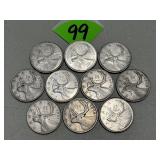 (10) Silver Canadian Quarters