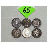 (6) Indian Head Pennies