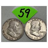 (2) 1948 Franklin Half Dollars