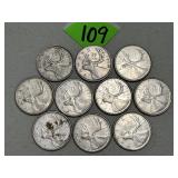 (10) Canadian Silver Quarters
