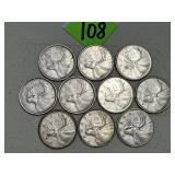 (10) Canadian Silver Quarters