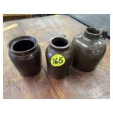 (3) Brown Stoneware Jar & Jugs