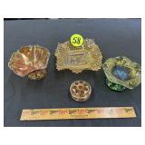 Assorted Carnival Glass Pieces
