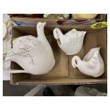 Swan Teapot, Sugar, Creamer (Damaged)