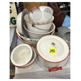 White & Red Enamel Pieces