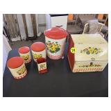 Vintage Canister, Bread Box & Matchbox Trash...