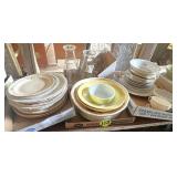 (4) Boxes Plates, Bowls & Lamp Chimneys