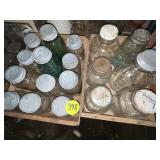 (2) Boxes Green & Clear Jars