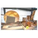 (3) Boxes w/Washboard & Wood Items