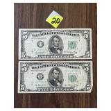 (2) 1950 $5 Reserve Notes