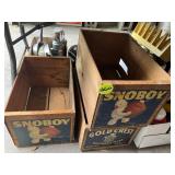 (3) Wood Fruit Boxes w/Paper Labels