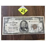 1929 Cleveland Federal Reserve Bank $50 Bill