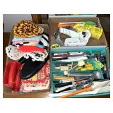 (3) Boxes Utensils, Hot Pads & Misc.