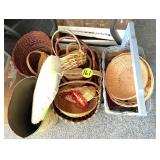 Assorted Baskets, Metal Can & Small Ironing Board