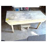 White Painted Pine Washbench & Stool