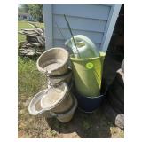 Plastic Flower Pots & Watering Can