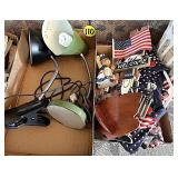 (2) Boxes Table Lamps & Patriotic Decor