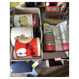 (2) Boxes  w/Lunch Pail, thermos & Tins