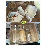 (2) Boxes Glassware & Hoosier Jars