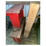 (2) Pine Benches & Pine Tray w/Handles