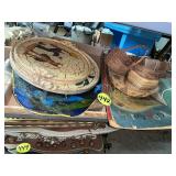 (2) Boxes Woven Baskets & Trays