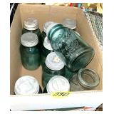 (11) Ball Blue Jars, Zinc Lids & (1) Globe...