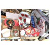 (2) Boxes Christmas Items & (2) Pictures
