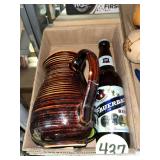 Red Wing Pitcher (Damaged) & Fauerbach Beer Bottle