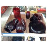 (2) Boxes Ruby Glass