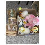 Rabbit Decor & Box of Misc.