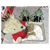 Stuffed Bear & (2) Candle Holder Trees