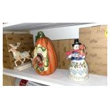 (4) Jim Shore Snowmen, Pumpkin, Owls & Deer...
