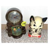 Electric Clock & Chalkware Bank