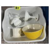 Fenton Basket, Pyrex Bowl & Westmoreland Sherbet