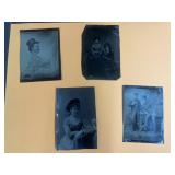 (4) Vintage Tin Plate Photographs