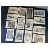 (14)  Vintage Post Cards of Art and Artifacts