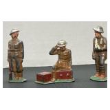 3 Vintage Metal Soldiers USA