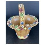 Beautiful Italian Porcelain Pottery Floral Basket