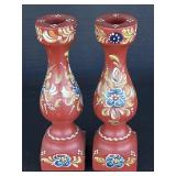 Pair Fancy Hand Painted Austrian Wooden