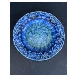 Signed Fancy Decorated Blue Pottery Plate