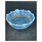 Rare Vintage Fancy Blue Opalescent Dish
