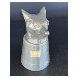 Heavy Sheffield England Pewter Fox Head Jigger