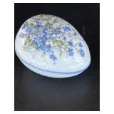 German Floral Decorated Porcelain 2-part Egg