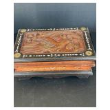 Leg Fancy Carved Mother of Pearl Inlaid Lift Top