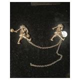 Vintage Gold Tone Sweater Guard w/Asian Motif