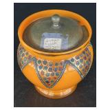 Rare Fancy Decorated Mustard Pot/Jam Jar w/Lid